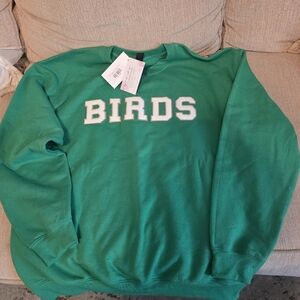 Women's Green BIRDS Sweatshirt. New With Tags. Size Large
